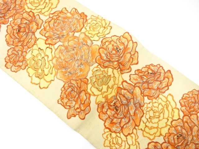  アンティーク　薔薇模様刺繍名古屋帯